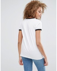 T-shirt à col rond imprimé blanc Asos