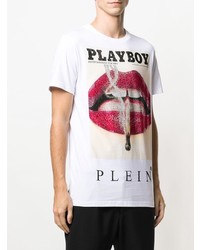 T-shirt à col rond imprimé blanc Philipp Plein