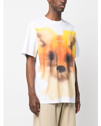 T-shirt à col rond imprimé blanc MAISON KITSUNÉ