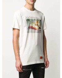 T-shirt à col rond imprimé blanc Heron Preston