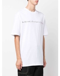 T-shirt à col rond imprimé blanc Diadora