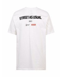 T-shirt à col rond imprimé blanc Supreme