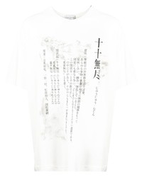 T-shirt à col rond imprimé blanc Yohji Yamamoto