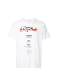 T-shirt à col rond imprimé blanc Yoshiokubo