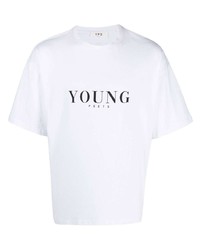 T-shirt à col rond imprimé blanc YOUNG POETS