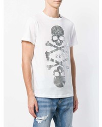 T-shirt à col rond imprimé blanc Philipp Plein