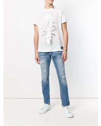 T-shirt à col rond imprimé blanc Philipp Plein