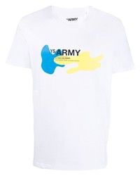 T-shirt à col rond imprimé blanc Yves Salomon Army