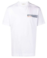 T-shirt à col rond imprimé blanc Z Zegna