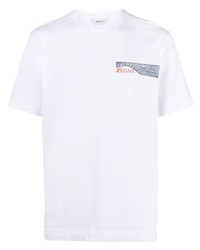 T-shirt à col rond imprimé blanc Z Zegna