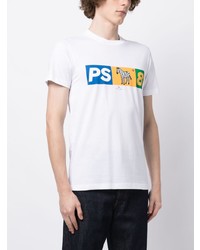 T-shirt à col rond imprimé blanc PS Paul Smith