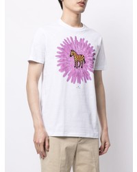 T-shirt à col rond imprimé blanc PS Paul Smith