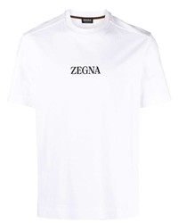 T-shirt à col rond imprimé blanc Zegna