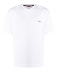 T-shirt à col rond imprimé blanc Zegna