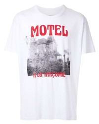 T-shirt à col rond imprimé blanc À La Garçonne