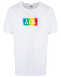 T-shirt à col rond imprimé blanc Àlg