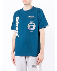 T-shirt à col rond imprimé bleu canard AAPE BY A BATHING APE