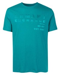 T-shirt à col rond imprimé bleu canard Armani Exchange