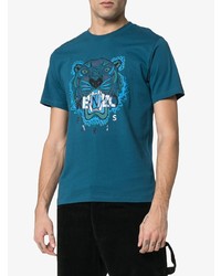 T-shirt à col rond imprimé bleu canard Kenzo