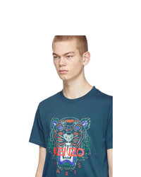 T-shirt à col rond imprimé bleu canard Kenzo