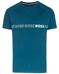 T-shirt à col rond imprimé bleu canard BOSS