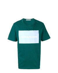 T-shirt à col rond imprimé bleu canard Calvin Klein Jeans