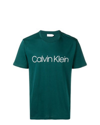 T-shirt à col rond imprimé bleu canard Calvin Klein