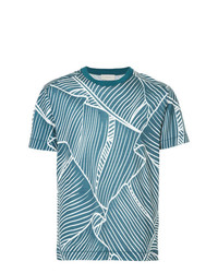 T-shirt à col rond imprimé bleu canard Cerruti 1881