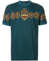 T-shirt à col rond imprimé bleu canard Dolce & Gabbana