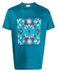 T-shirt à col rond imprimé bleu canard Etro