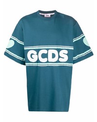 T-shirt à col rond imprimé bleu canard Gcds