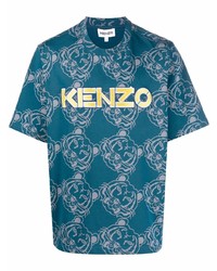 T-shirt à col rond imprimé bleu canard Kenzo