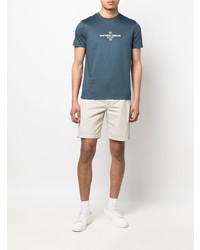 T-shirt à col rond imprimé bleu canard Emporio Armani