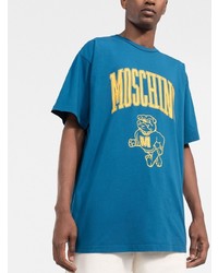 T-shirt à col rond imprimé bleu canard Moschino
