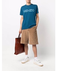 T-shirt à col rond imprimé bleu canard Kenzo