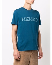 T-shirt à col rond imprimé bleu canard Kenzo