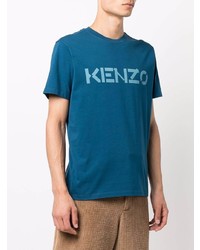 T-shirt à col rond imprimé bleu canard Kenzo