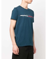 T-shirt à col rond imprimé bleu canard Tommy Hilfiger