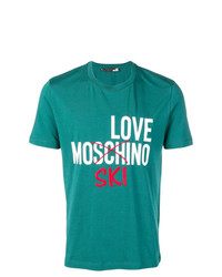 T-shirt à col rond imprimé bleu canard Love Moschino