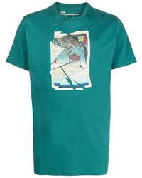 T-shirt à col rond imprimé bleu canard Maharishi