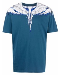 T-shirt à col rond imprimé bleu canard Marcelo Burlon County of Milan