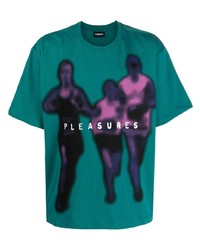 T-shirt à col rond imprimé bleu canard Pleasures