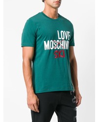 T-shirt à col rond imprimé bleu canard Love Moschino
