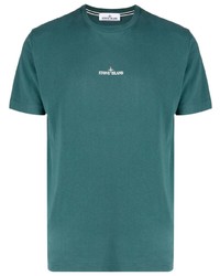 T-shirt à col rond imprimé bleu canard Stone Island