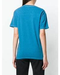 T-shirt à col rond imprimé bleu canard Adaptation