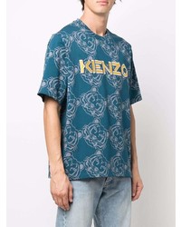 T-shirt à col rond imprimé bleu canard Kenzo