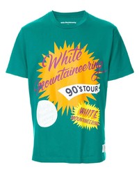 T-shirt à col rond imprimé bleu canard White Mountaineering