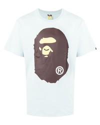 T-shirt à col rond imprimé bleu clair A Bathing Ape