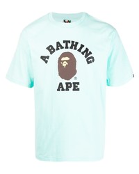 T-shirt à col rond imprimé bleu clair A Bathing Ape