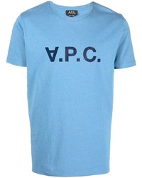 T-shirt à col rond imprimé bleu clair A.P.C.
